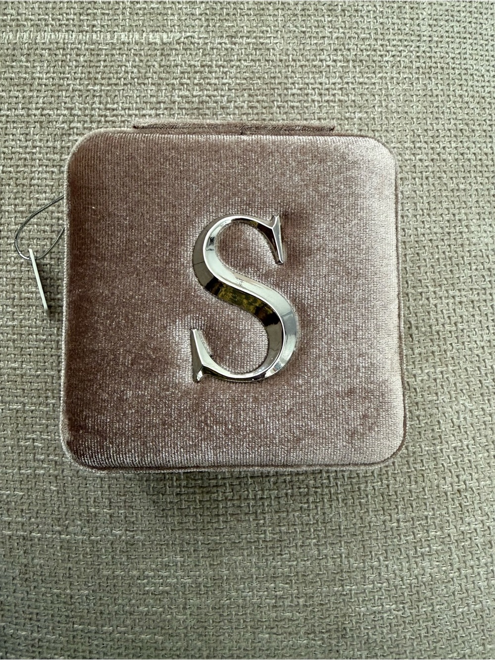 Velvet S Monogram Jewelry Box - Blush Taupe